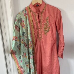 Indian Pakistani Coral dress womens size S, M, L